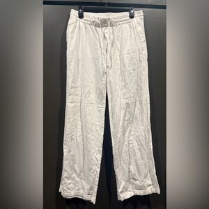 White Linen Wide Leg Pants